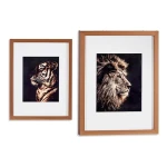 Cuadro Gift Decor Bronce Vidrio Aglomerado Tigre León 33 x 3 x 43 cm 33 x 43 x 3 cm