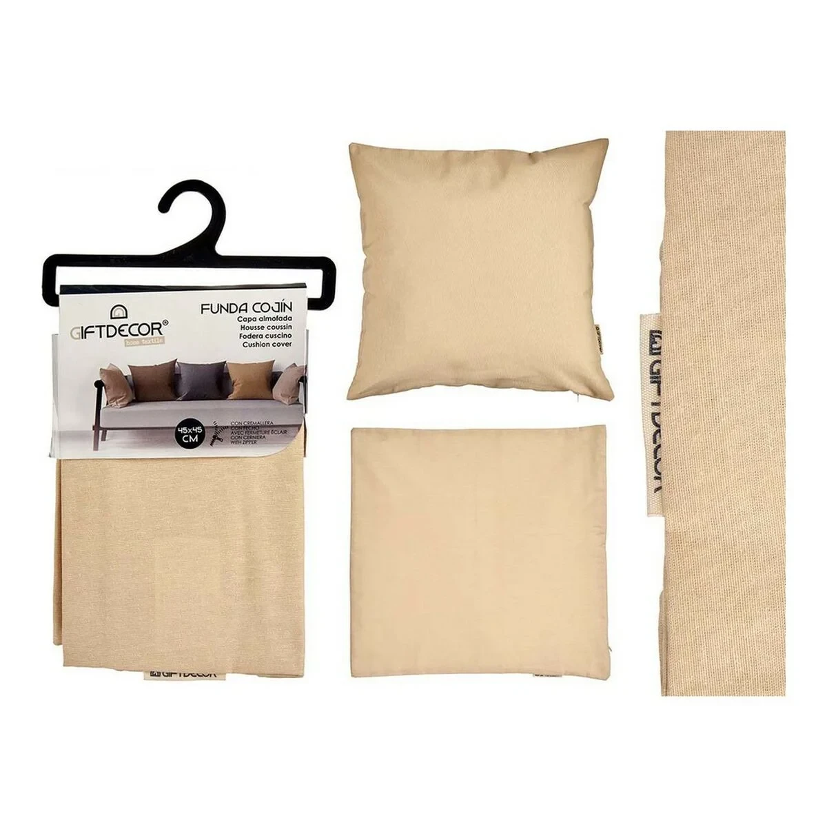Funda de cojín Gift Decor Beige Crema 45 x 0,5 x 45 cm 60 x 0,5 x 60 cm