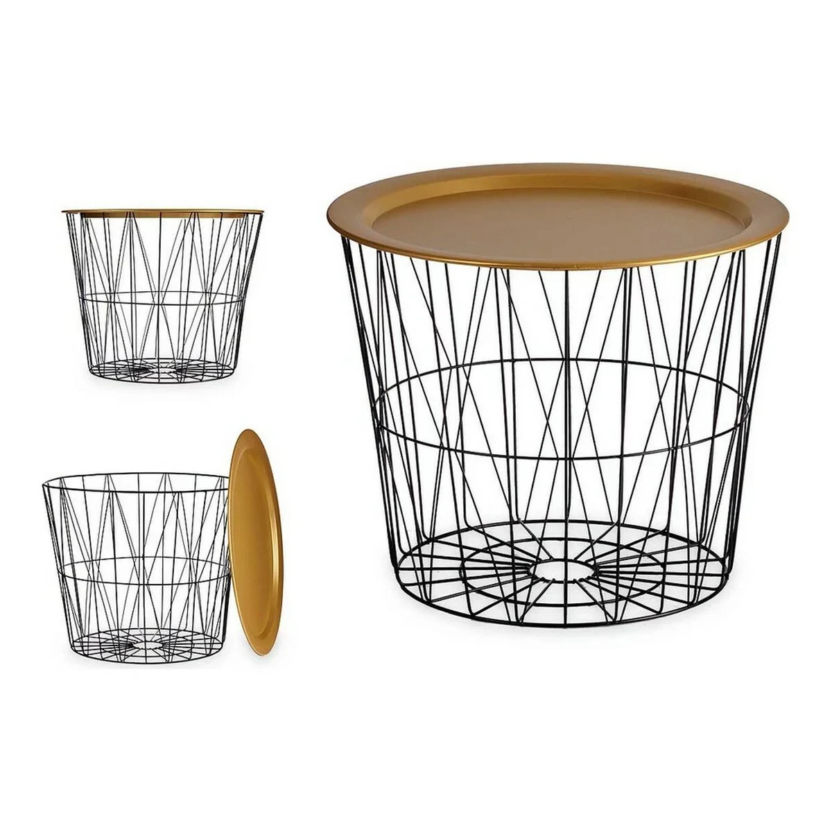 Mesa auxiliar Gift Decor Negro Dorado 52 x 40 x 52 cm