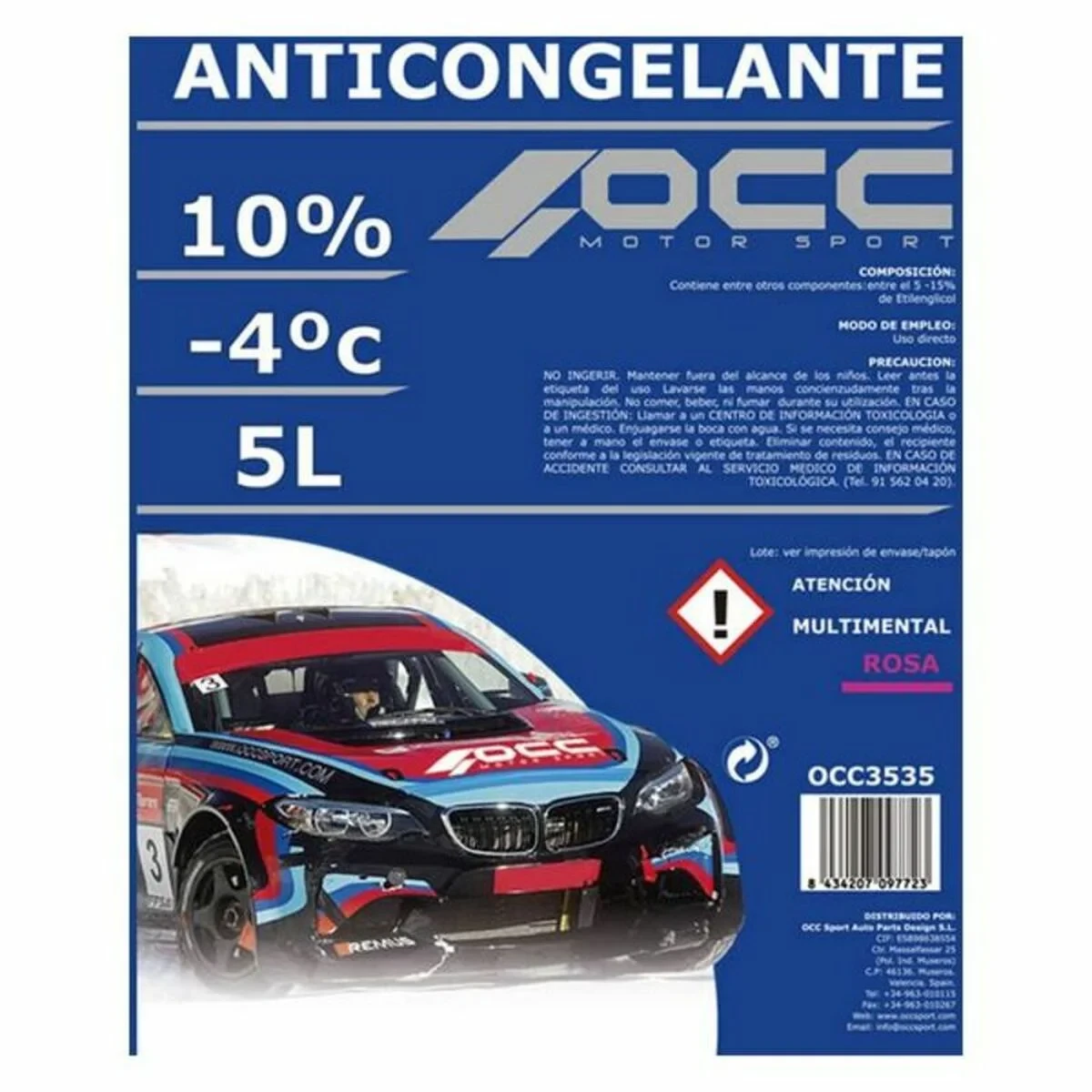 Anticongelante OCC Motorsport OCC3535 10% Rosa (5 L)