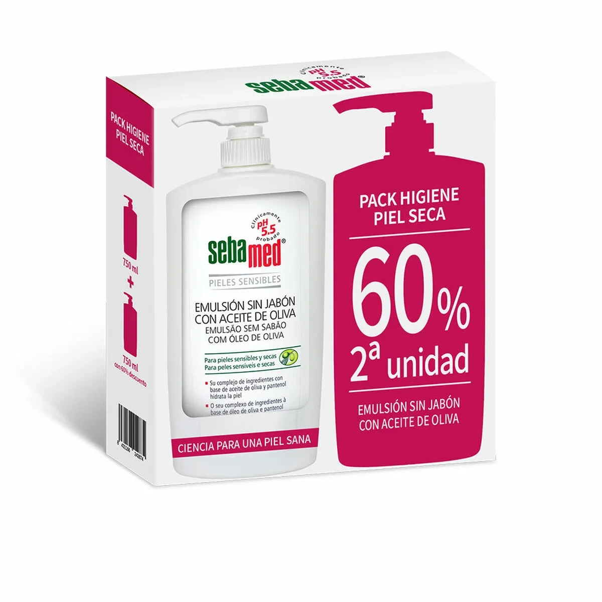 Gel de Ducha Sin Jabón Sebamed Piel Seca Aceite de Oliva 2 Unidades