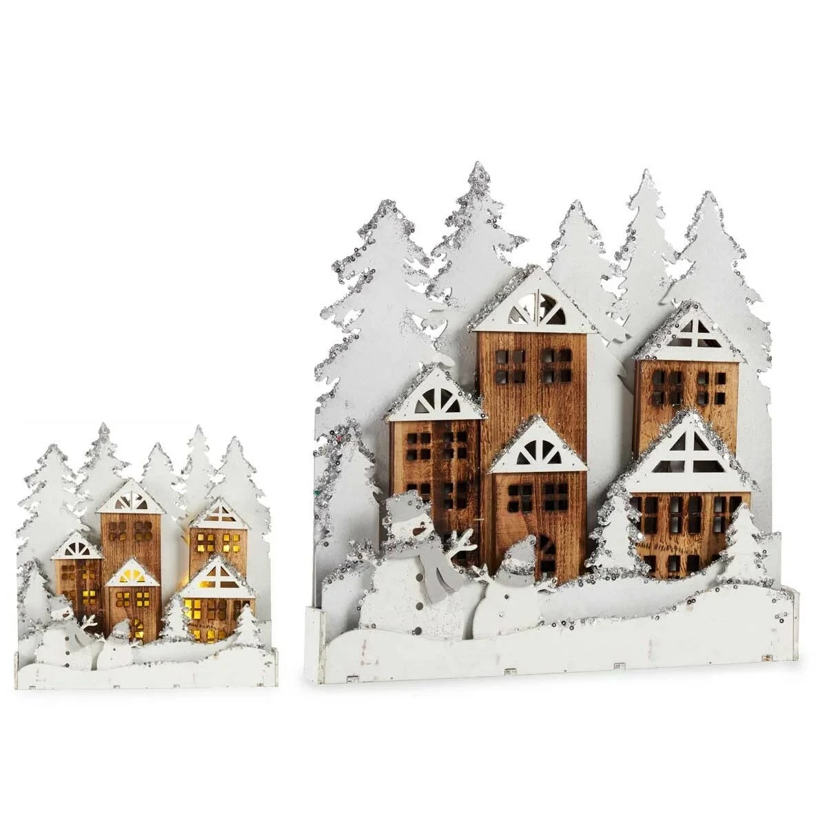 Figura Decorativa Krist+ Blanco Marrón Pueblo 44 x 44,7 x 6 cm Navidad