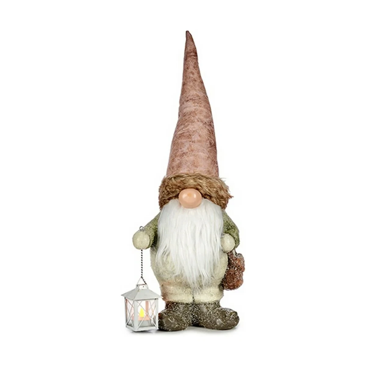 Figura Decorativa Krist+ Blanco Verde Rosa Farol Duende 17 x 63 x 24,5 cm