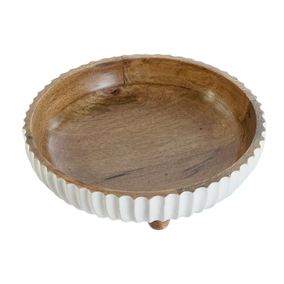 Centro de Mesa DKD Home Decor Blanco Marrón oscuro Madera de mango 25 x 25 x 9 cm