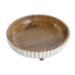 Centro de Mesa DKD Home Decor Blanco Marrón oscuro Madera de mango 25 x 25 x 9 cm