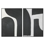 Cuadro Home ESPRIT Blanco Negro Abstracto 103 x 4,3 x 143 cm (2 Unidades)
