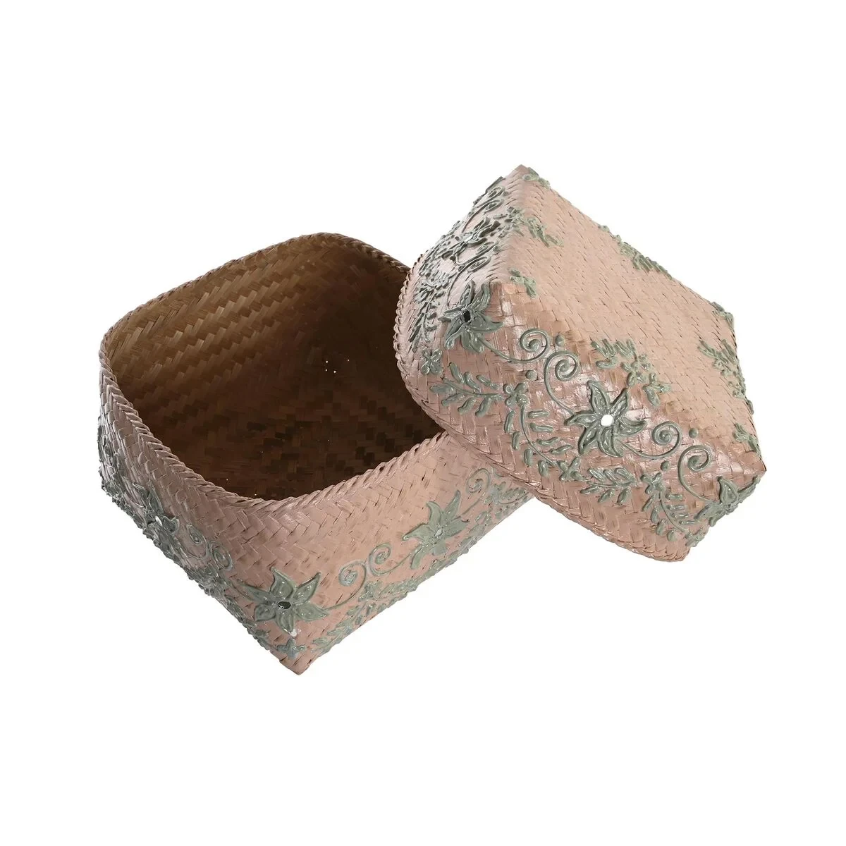 Juego de Cajas Decorativas DKD Home Decor Multicolor Bambú Boho (3 Piezas)