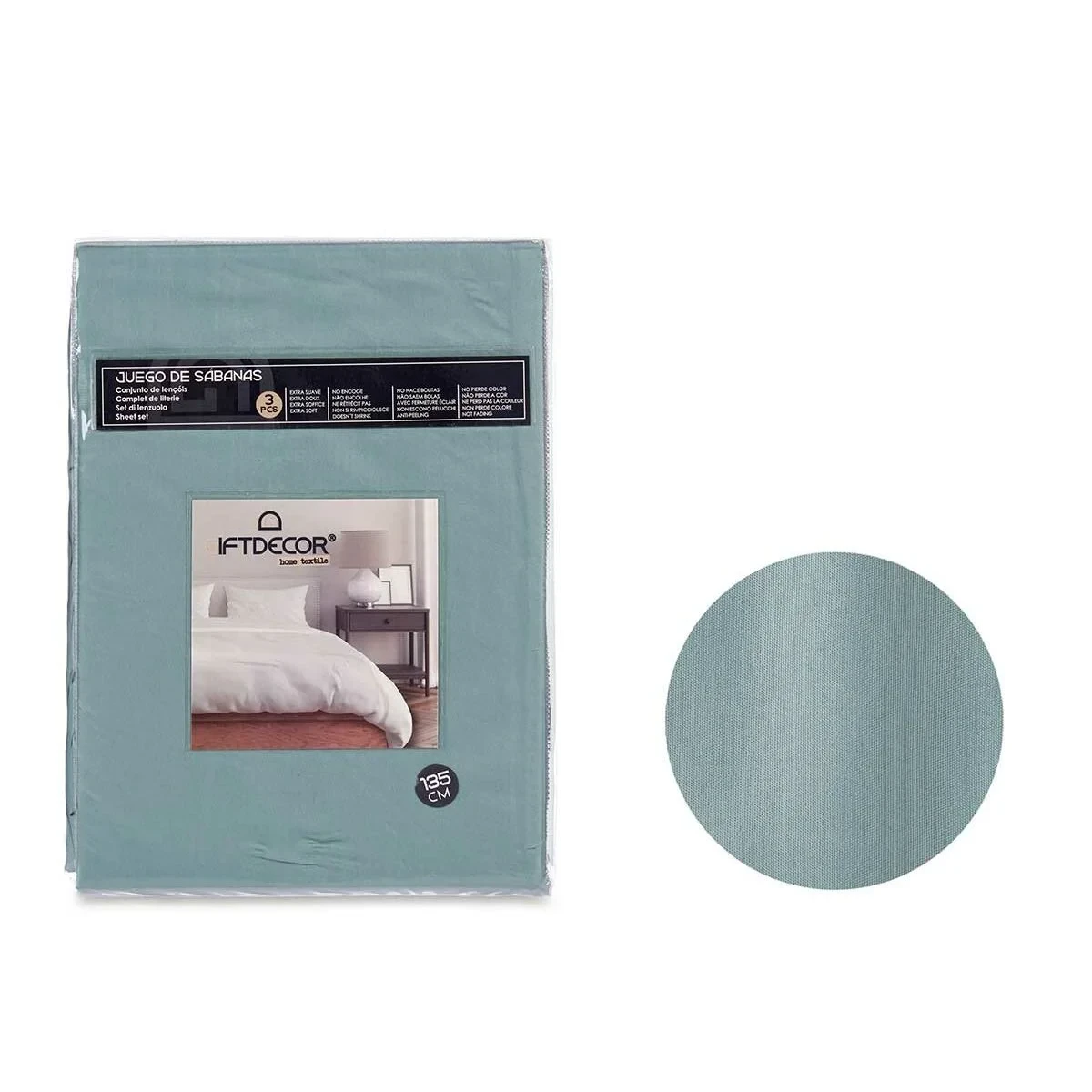 Juego de Sábanas Gift Decor Verde Cama de 135 3 Piezas