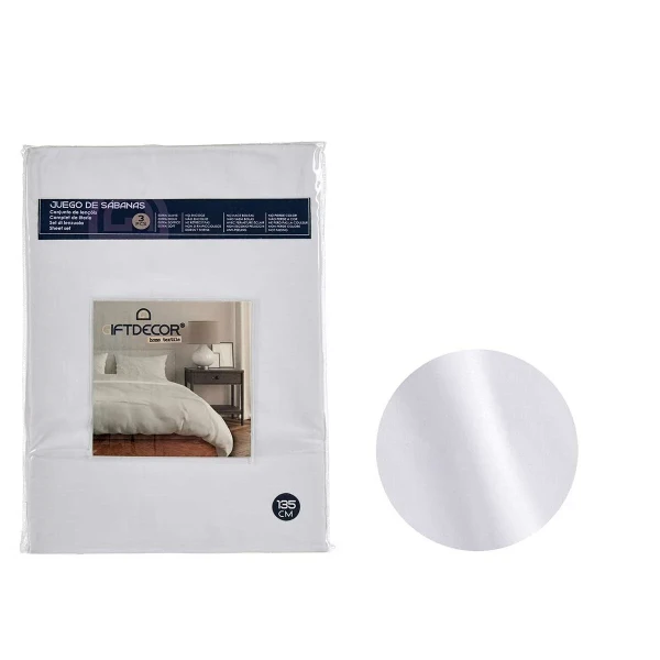 Juego de Sábanas Gift Decor Blanco Gris Cama de 135 3 Piezas