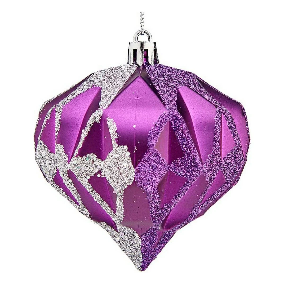 Bolas de Navidad Krist+ Morado Plateado Plástico Diamante Ø 8 cm 6 Unidades