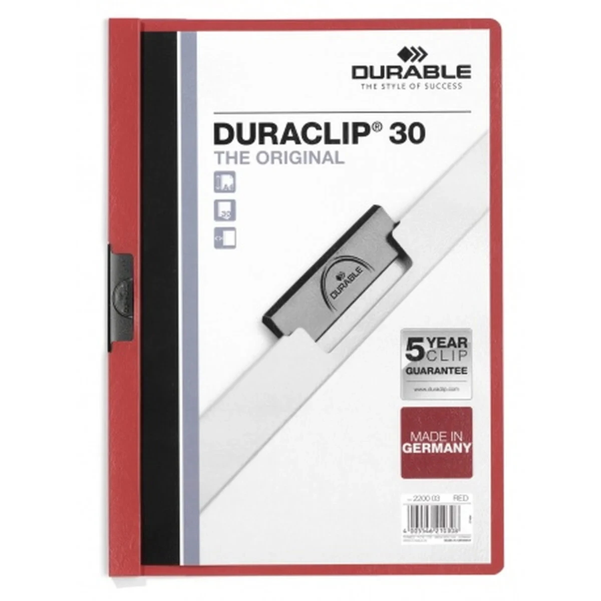 Carpeta Portafolios Durable Duraclip 30 Rojo Transparente A4 25 Piezas