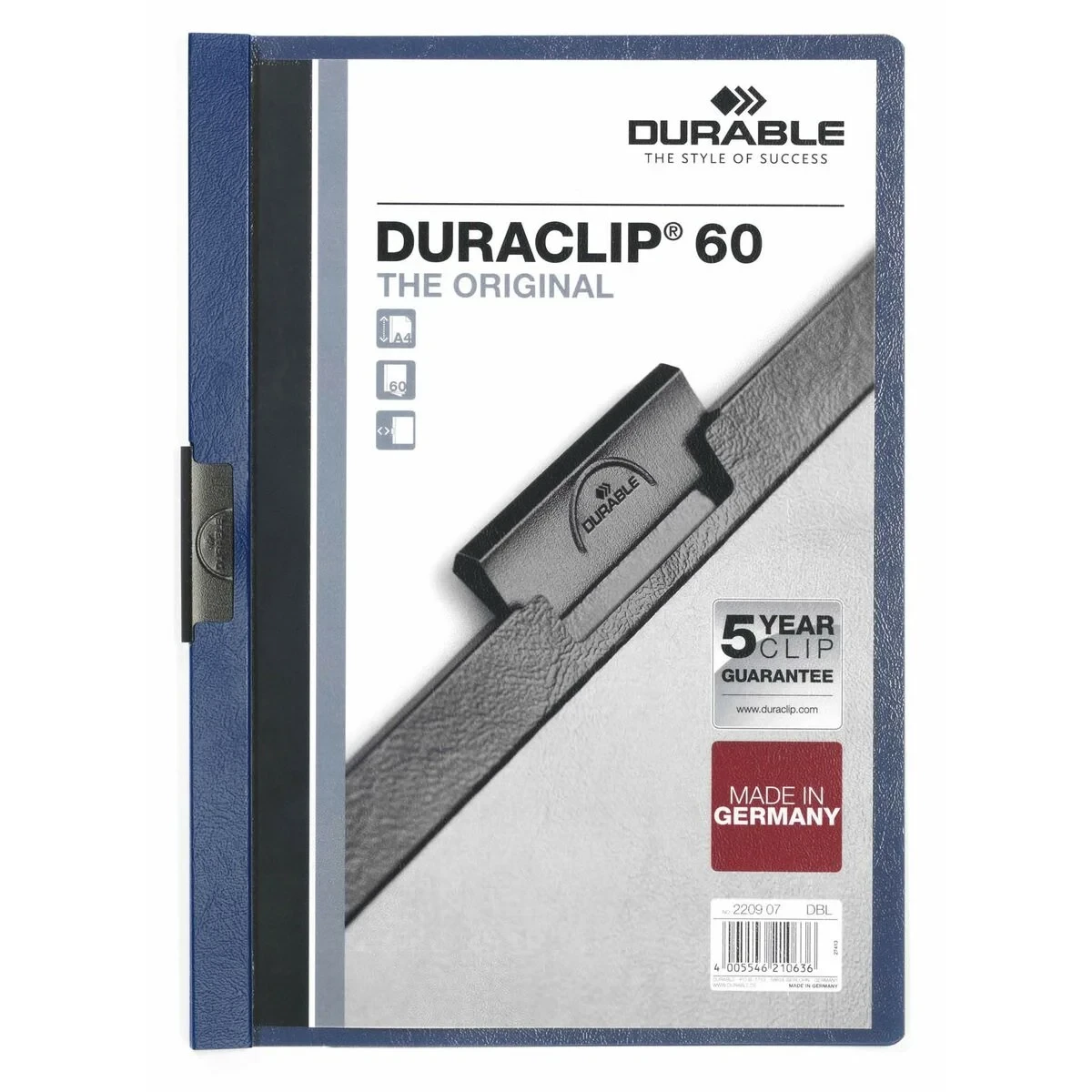 Carpeta Portafolios Durable Duraclip 60 Transparente Azul oscuro A4