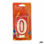 Vela Cumpleaños Número 0 Blanco Rojo (12 Unidades)