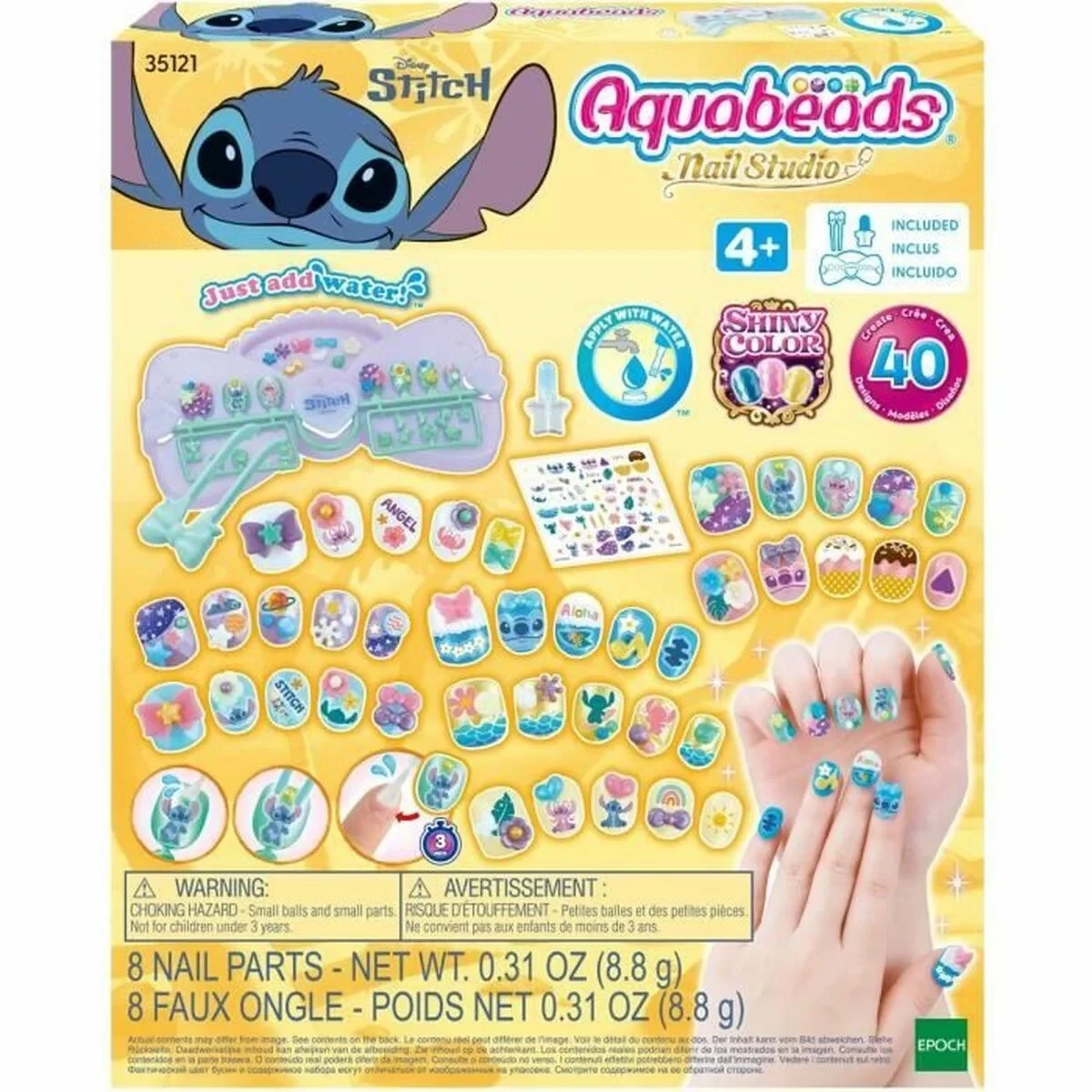 Set de Manicura Aquabeads Nail Studio Stitch Multicolor 40 Piezas