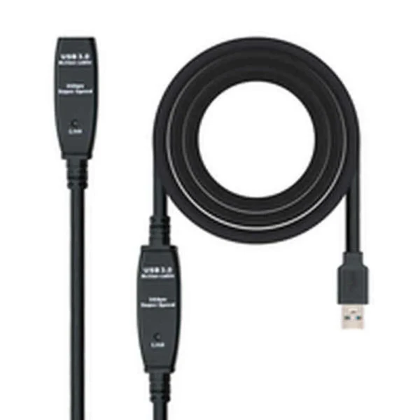 Cable Alargador USB NANOCABLE 10.01.0313 Negro 15 m 5 Gbps