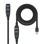 Cable Alargador USB NANOCABLE 10.01.0313 Negro 15 m 5 Gbps