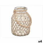 Portavelas Gift Decor Transparente Natural Vidrio Cuerda 20 x 30 cm 20 x 30 x 20 cm Bote (4 Unidades)