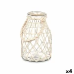 Portavelas Gift Decor Blanco Transparente Vidrio Cuerda 17 x 25 cm 17 x 27 x 17 cm Bote (4 Unidades)