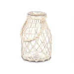 Portavelas Gift Decor Blanco Transparente Vidrio Cuerda 17 x 25 cm 17 x 27 x 17 cm Bote (4 Unidades)