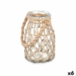 Portavelas Gift Decor Transparente Natural Vidrio Cuerda 14 x 21 cm 16 x 21 x 14 cm Bote (6 Unidades)