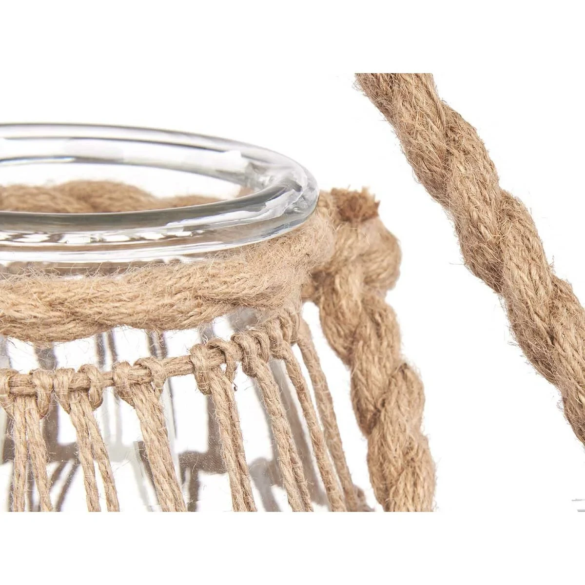 Portavelas Gift Decor Transparente Natural Vidrio Cuerda 14 x 21 cm 16 x 21 x 14 cm Bote (6 Unidades)