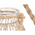 Portavelas Gift Decor Transparente Natural Vidrio Cuerda 17 x 25 cm 17 x 25 x 17 cm Bote (4 Unidades)