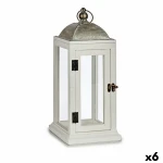 Farol Gift Decor Blanco Plateado Madera Metal 18 x 43 x 18 cm (6 Unidades)