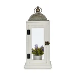 Farol Gift Decor Blanco Plateado Madera Metal 18 x 43 x 18 cm (6 Unidades)