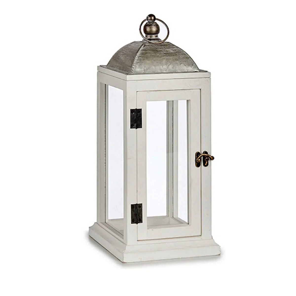 Farol Gift Decor Blanco Plateado Madera Metal 18 x 43 x 18 cm (6 Unidades)
