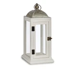 Farol Gift Decor Blanco Plateado Madera Metal 18 x 43 x 18 cm (6 Unidades)