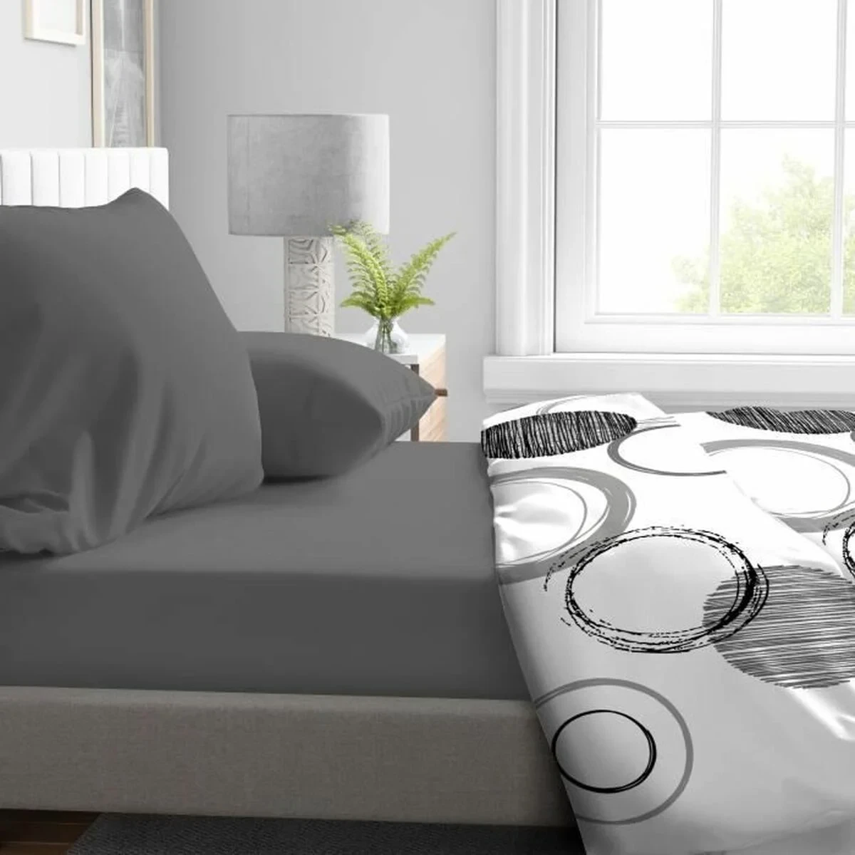 Sábana Bajera Ajustable HOME LINGE PASSION HP71770 Gris Antracita 160 x 200 + 30 cm