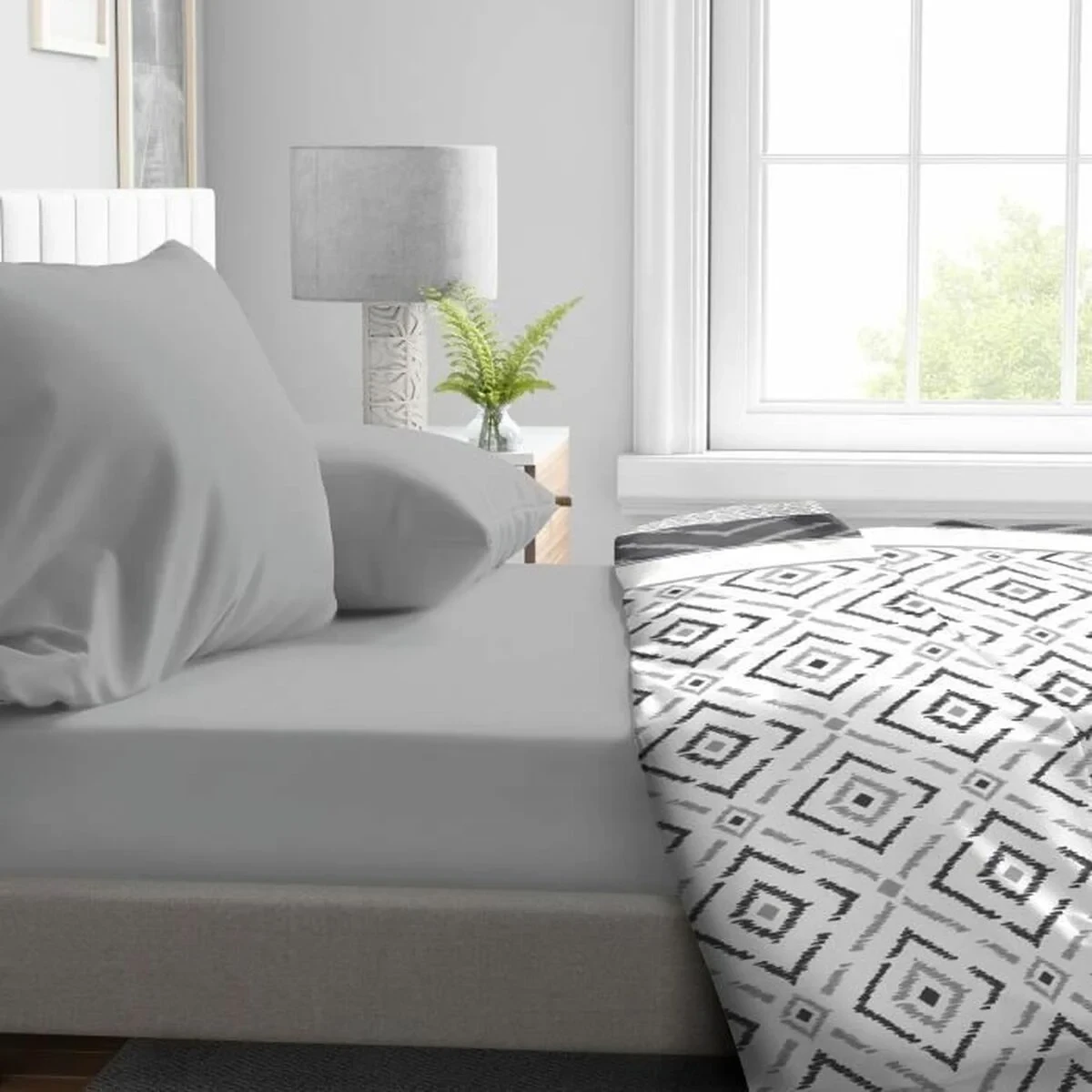 Sábana Bajera Ajustable HOME LINGE PASSION HP71765 Gris Gris claro 140 x 190 + 30 cm