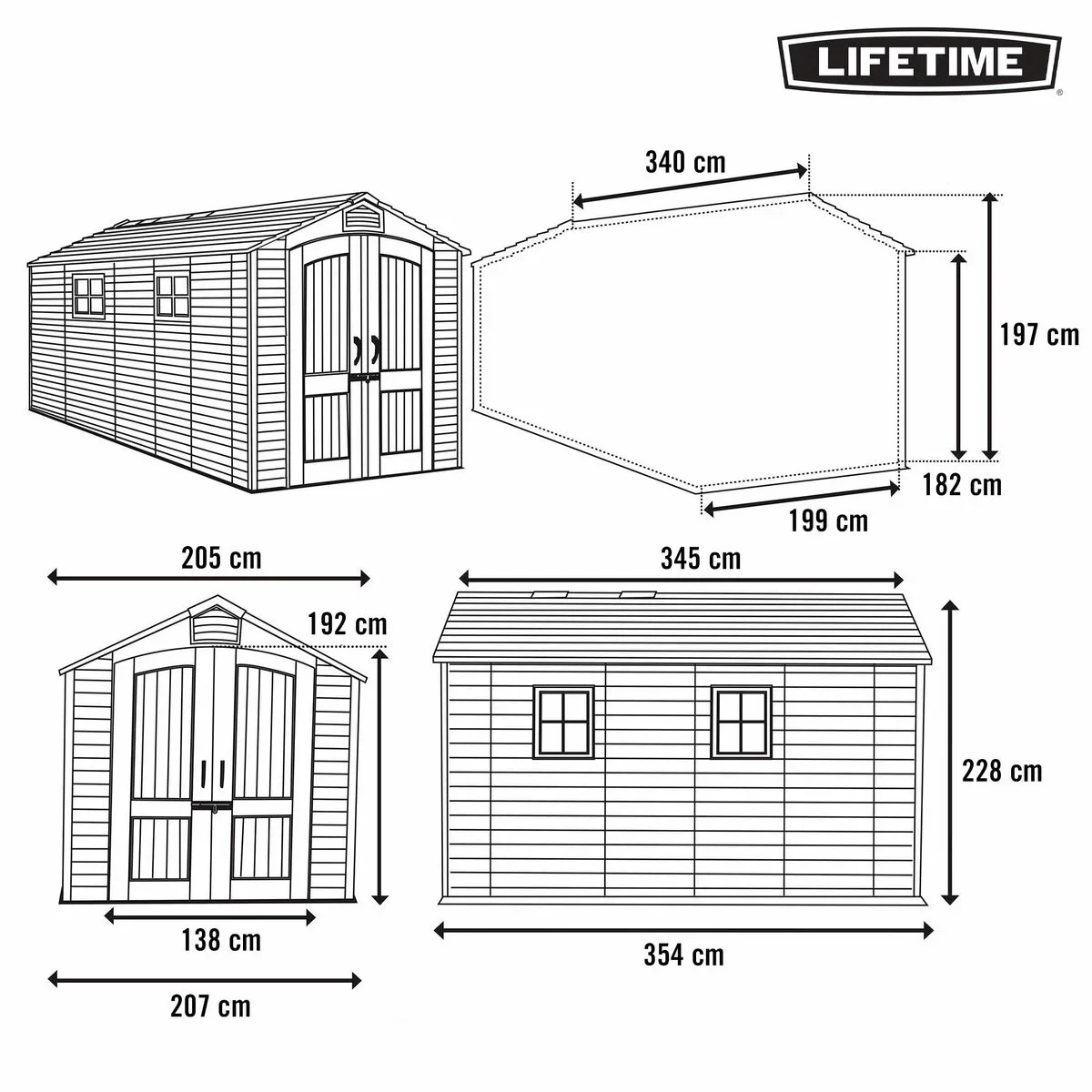 Caseta Lifetime 207 x 228 x 354 cm Gris
