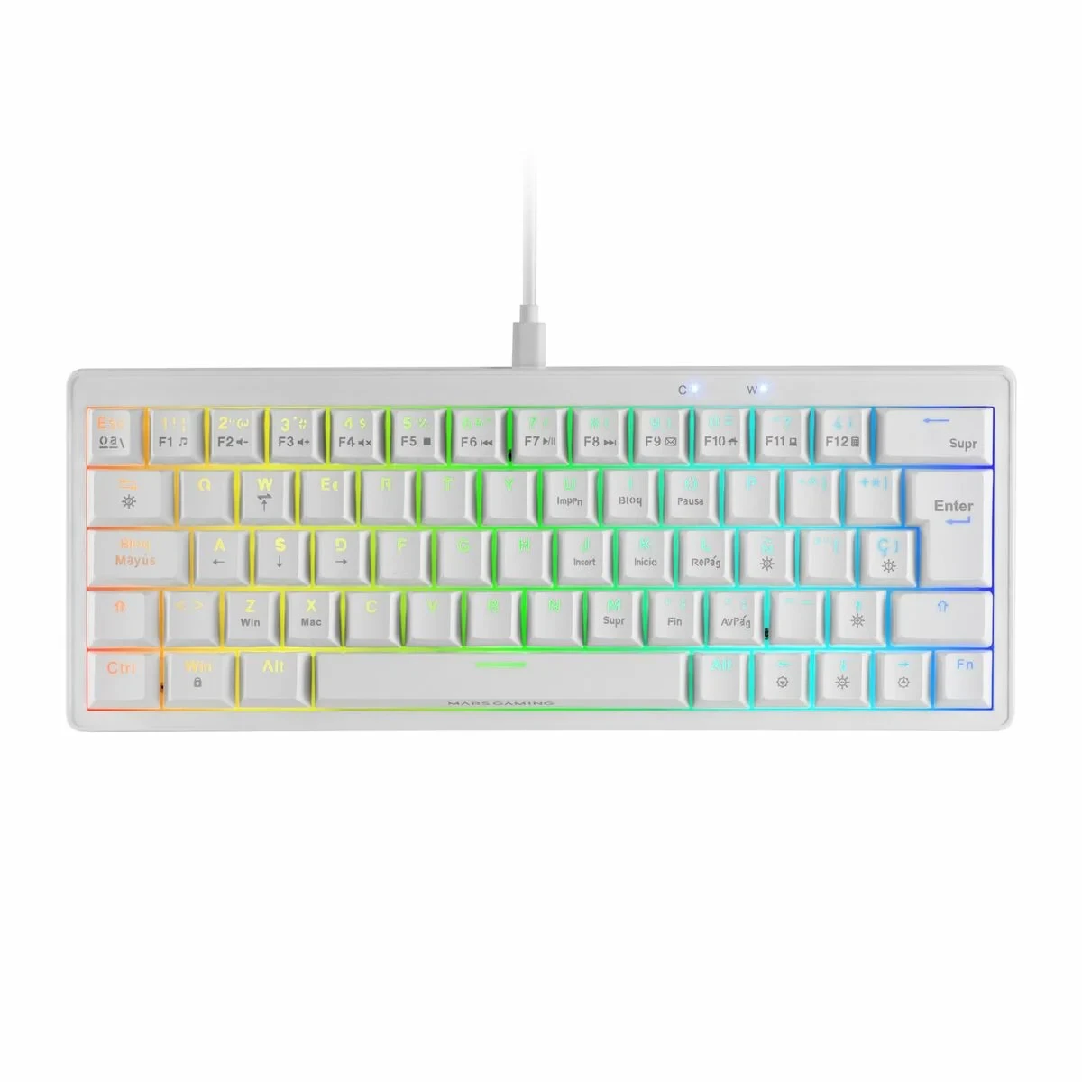 Teclado Gaming Mars Gaming MKMINIPROWBES Blanco Qwerty US