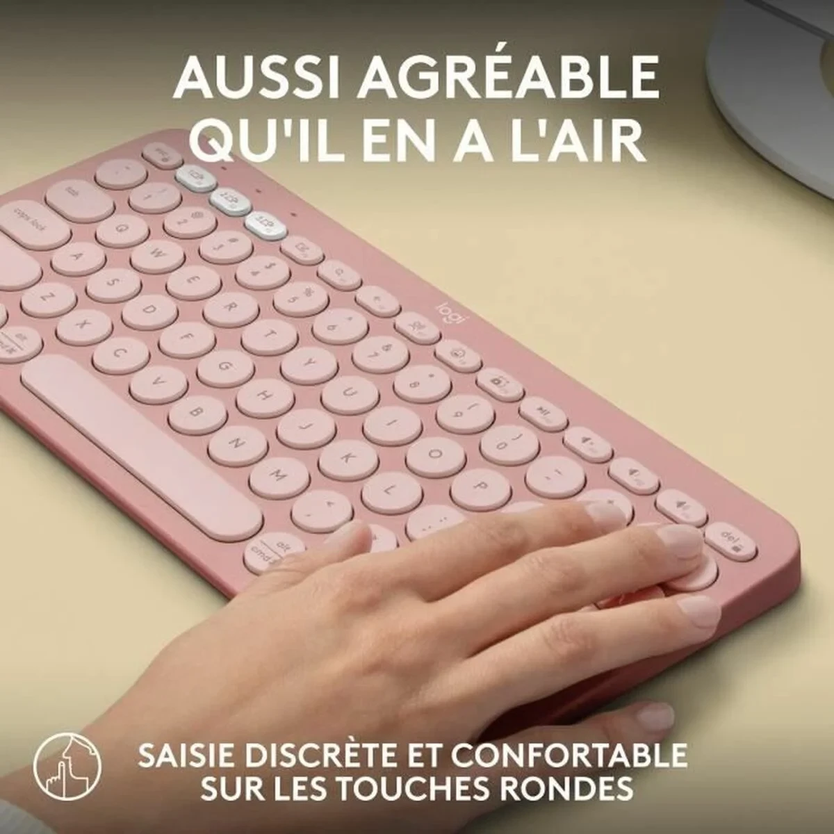 Teclado Bluetooth con Soporte para Tablet Logitech K380 Francés Rosa AZERTY