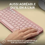 Teclado Bluetooth con Soporte para Tablet Logitech K380 Francés Rosa AZERTY