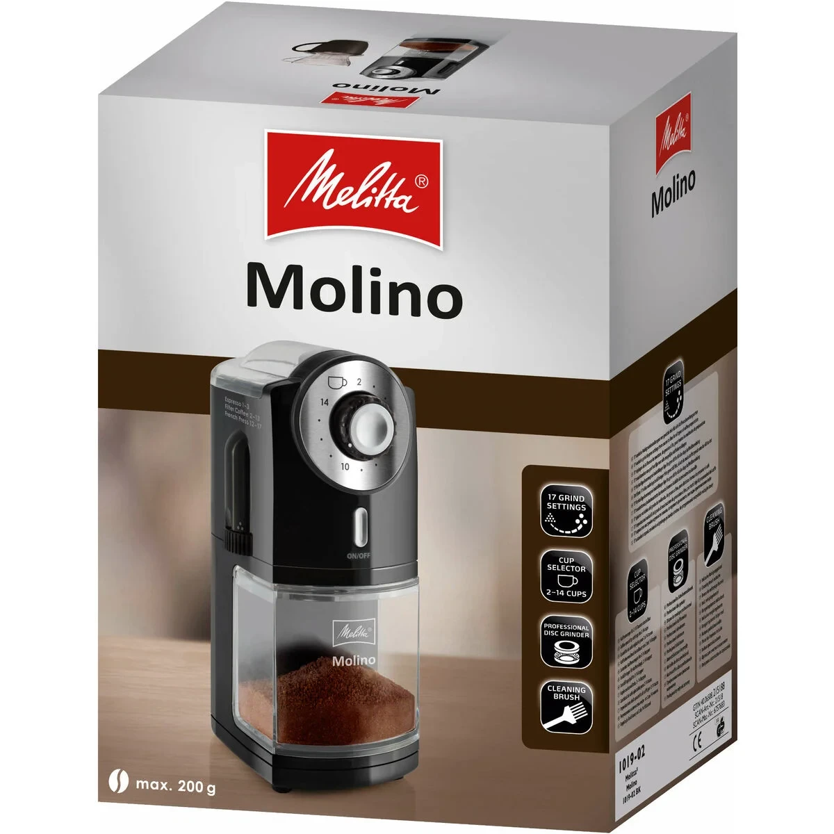 Molinillo de Café Melitta 1019-02 Negro noir 200 g 100 W 1000 W
