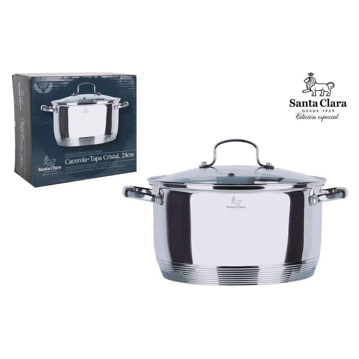 Cacerola Con Tapa Santa Clara Ø 25,5 x 34 x 15 cm (2 Unidades)