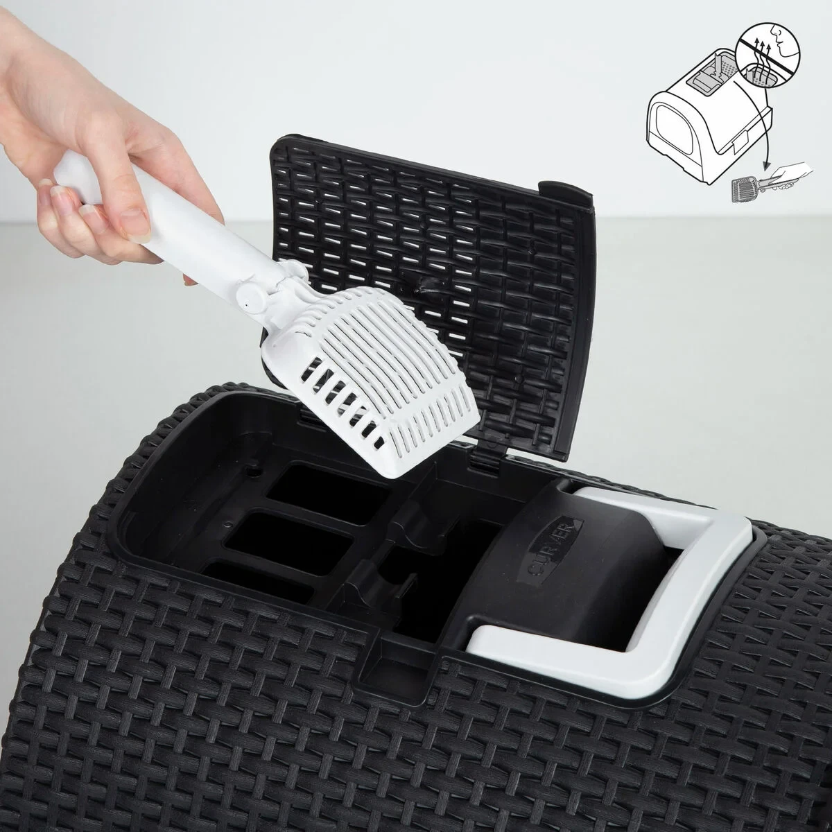 Arenero para Gatos Curver Antracita 51 x 38,5 x 39,5 cm Plástico (Plástico)