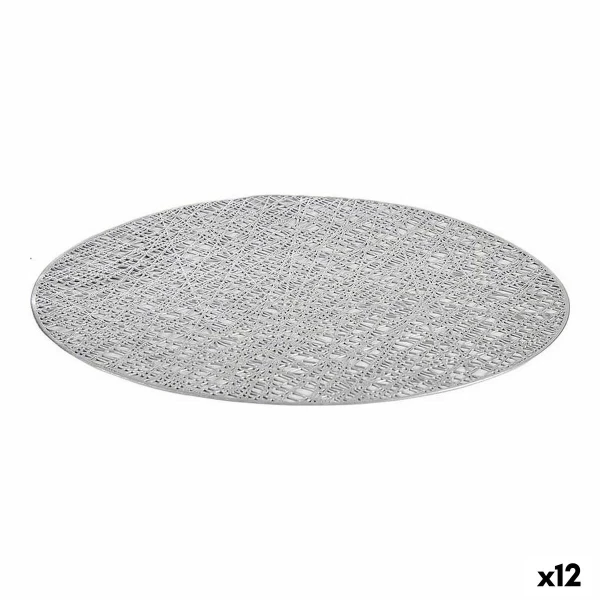 Salvamantel Kinvara Plateado Plata Plástico 30 % Poliéster Ø 38 cm 38 x 0,01 x 38 cm (12 Unidades)