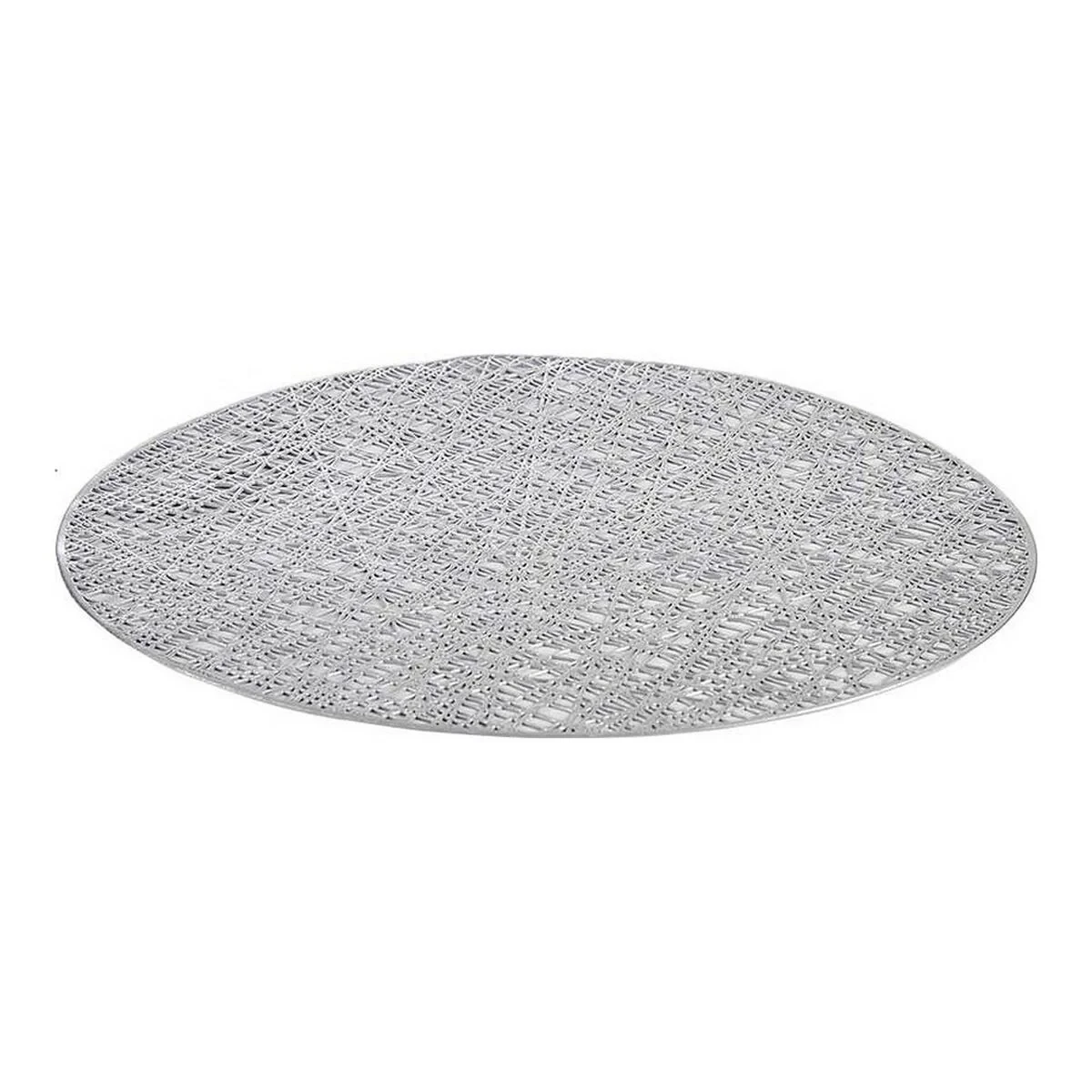 Salvamantel Kinvara Plateado Plata Plástico 30 % Poliéster Ø 38 cm 38 x 0,01 x 38 cm (12 Unidades)