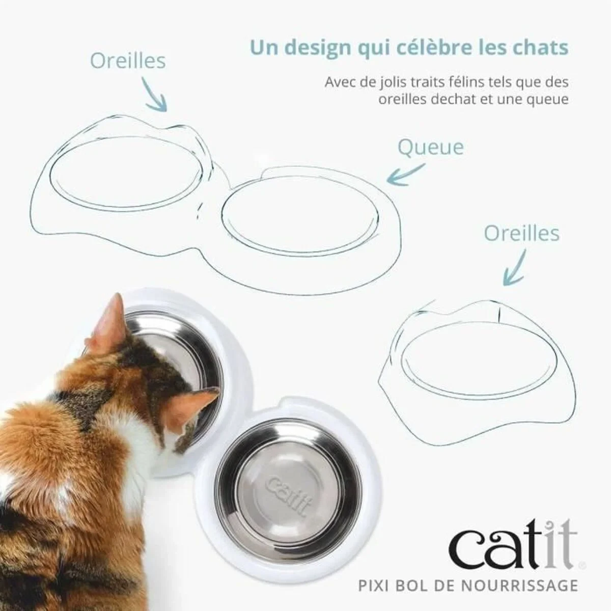 Comedero para Gato Catit Blanco Acero Inoxidable