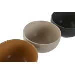 Cuenco Home ESPRIT Beige Gris Mostaza Terracota Gres Scandi 480 ml 14 x 14 x 7,5 cm (4 Unidades)