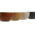 Cuenco Home ESPRIT Beige Gris Mostaza Terracota Gres Scandi 480 ml 14 x 14 x 7,5 cm (4 Unidades)