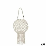 Farol Gift Decor Blanco Algodón Cristal Macramé 26 x 66 x 26 cm (4 Unidades)