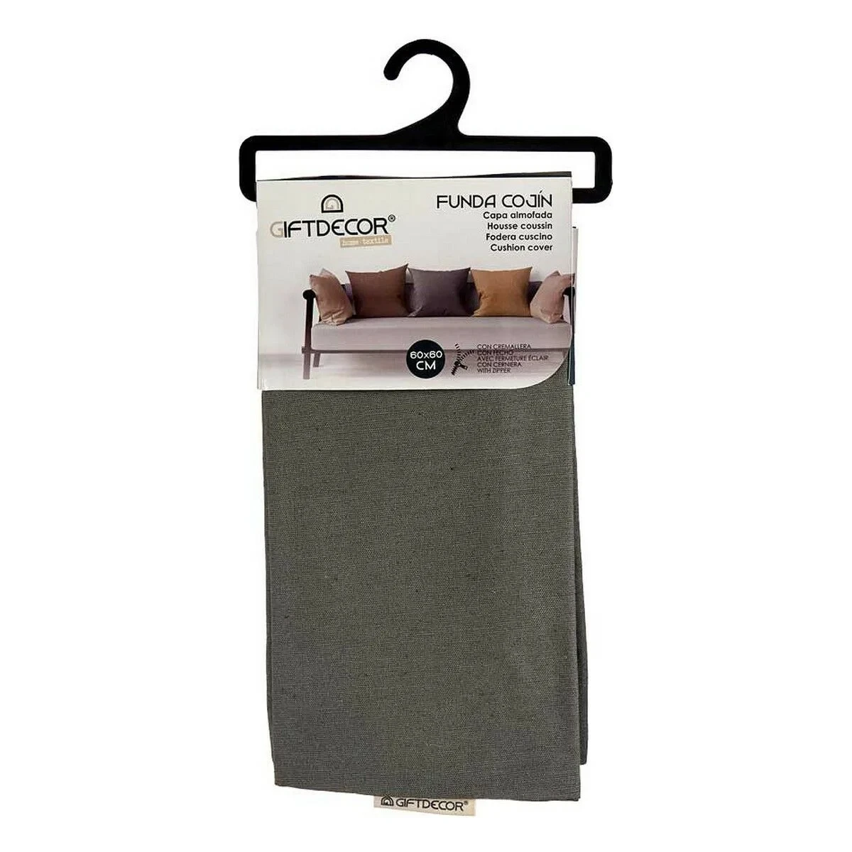 Funda de cojín Gift Decor Antracita 60 x 0,5 x 60 cm