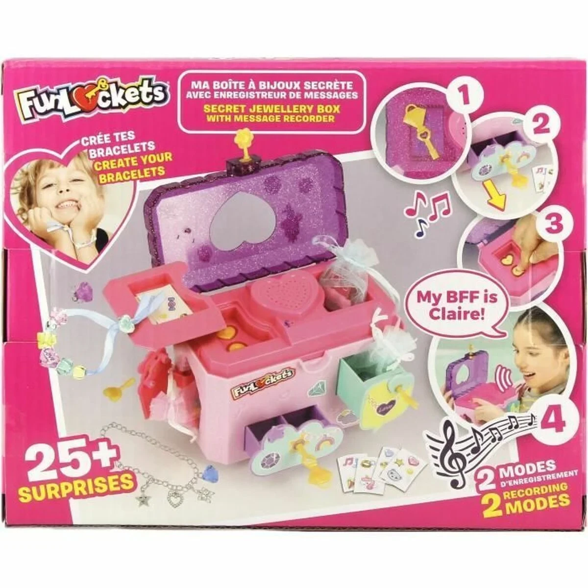 Caja-Joyero Funlockets Multicolor Rosa Plástico