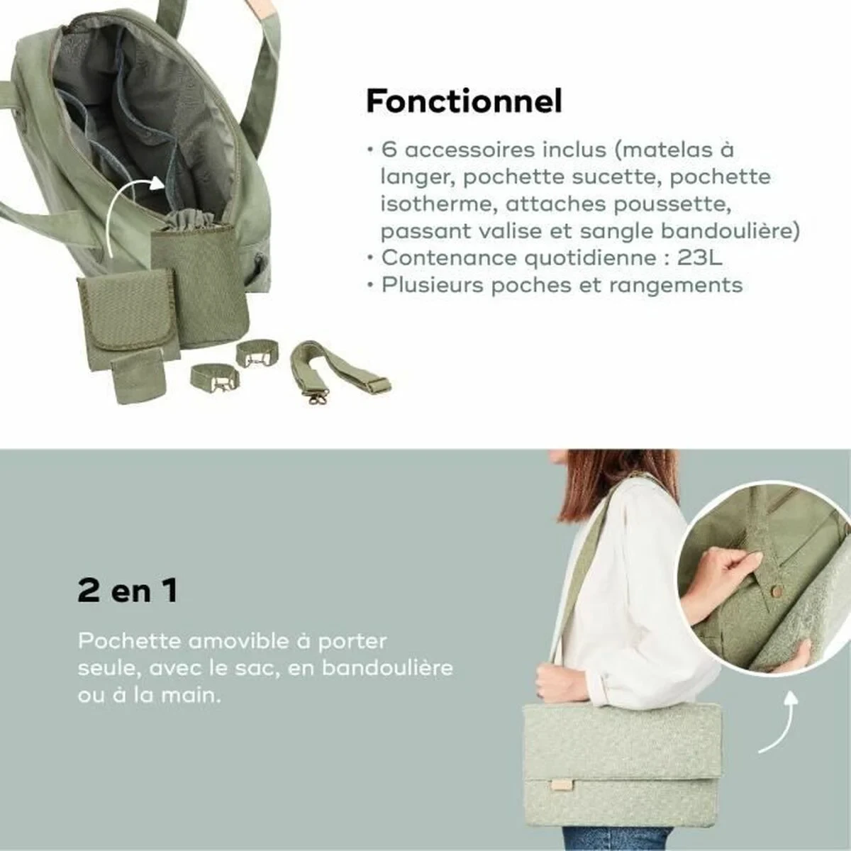 Bolso Cambiador de Pañales Babymoov Abstract Verde