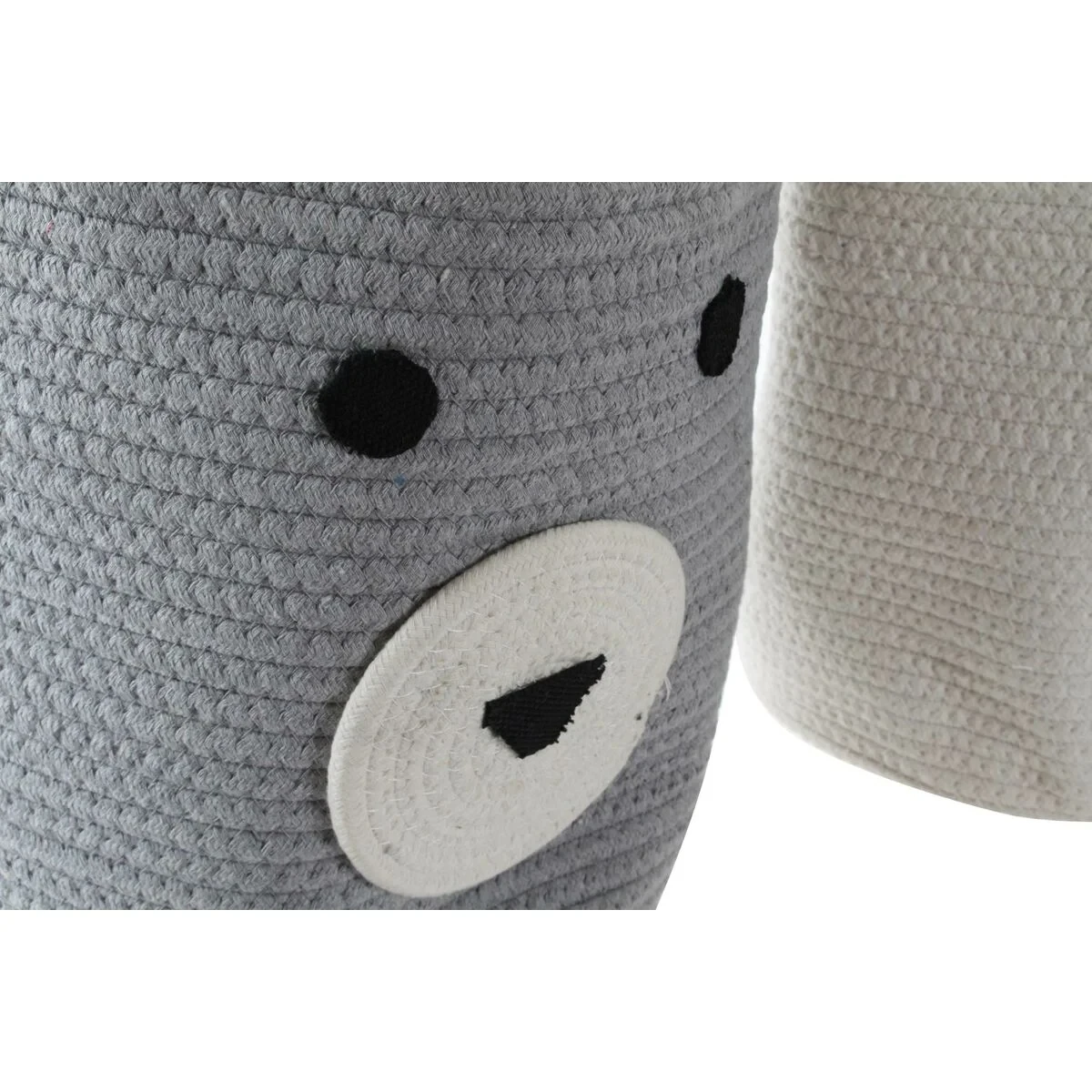 Cesta Decorativa DKD Home Decor Blanco Gris Infantil Oso 25 x 25 x 37 cm (2 Unidades)