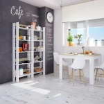 Mesa de Comedor LILIAN Blanco Marrón Madera 109 x 67 x 78 cm